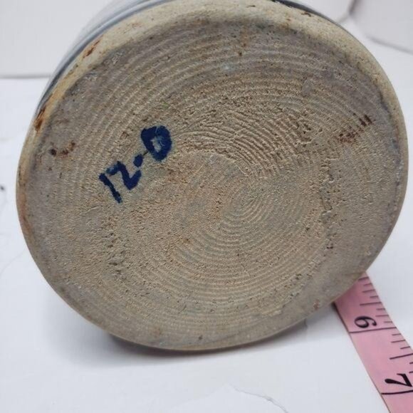 Handcrafted Ceramic Striped Bottle With Stopper decorative pretty artisan - Picture 4 of 5